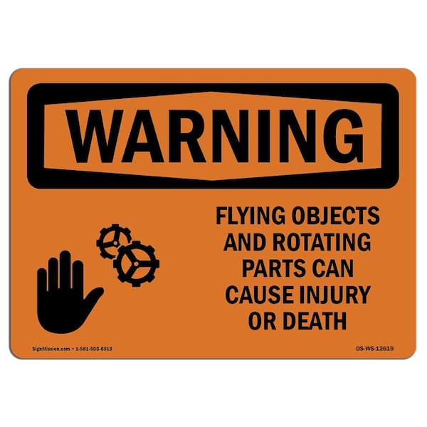 OSHA, Flying Objects & Rotating Parts, 10in X 7in Alum, 7" W, 10" L, Landscape, OS-WS-A-710-L-12619